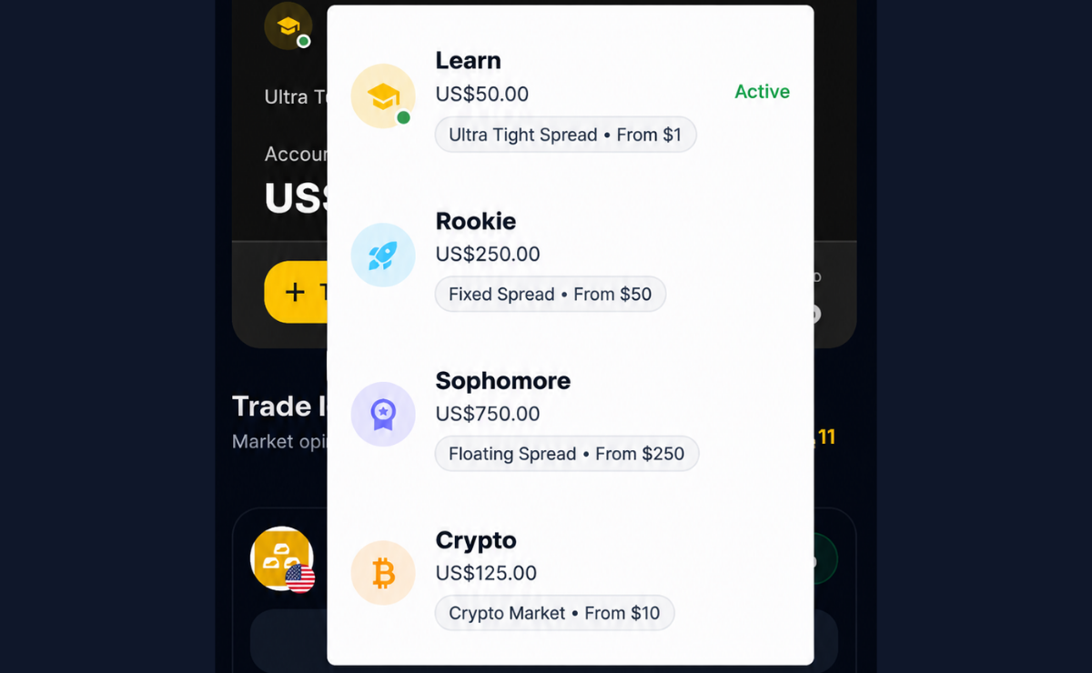 TradeHub account types feature preview